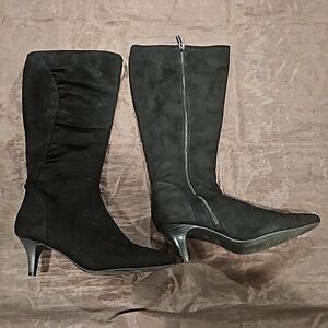 East 5th women suede black tall boots with heel